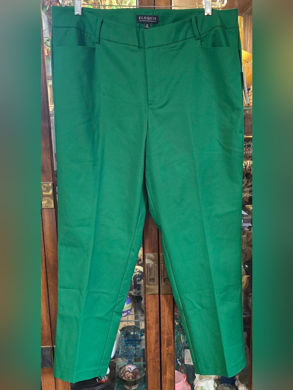 ELOQUII Kady Fit Kelly Green Tailored Ankle Trousers Pants